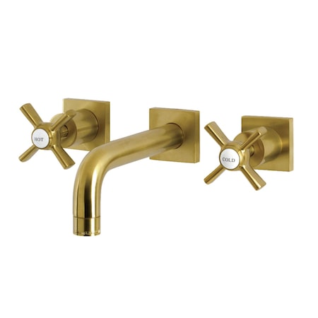 Kingston Brass KS6127ZX Two-Handle Wall Mount Bathroom Faucet, Brushed Brass KS6127ZX